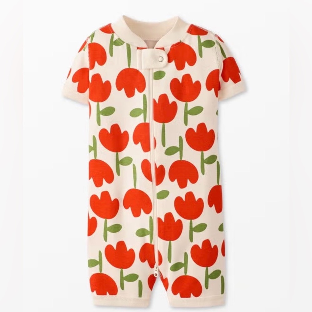 Hanna Andersson Tulips Bold Shortie Sleeper 12-18months. EUC